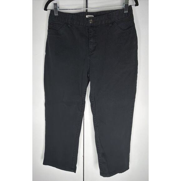 Cherokee Denim - Women's Cherokee Stretch Cotton BlendCropped Pants Size 6 Black 5 Pocket Style